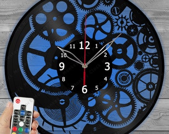 Clockwork Clock with LED Light Vinyl Clock Home Decor Wall Clock Custom Order Vinyl Record Wall Clock Personalized Design
