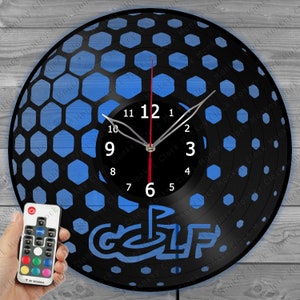Golf Clock with LED Light Vinyl Clock Decor Home Wall Clock Custom Order Vinyl Record Wall Clock Personalized Design Gift for him and his