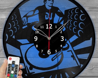 Dj Clock with LED Light Vinyl Clock Home Music Wall Clock Custom Order Vinyl Record Wall Clock Personalized Design gift for him and his