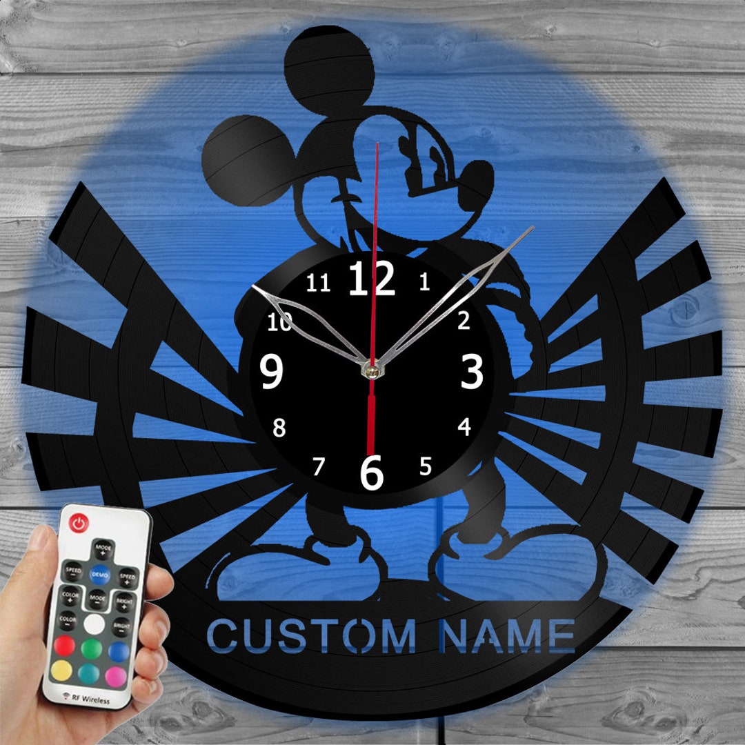 Mouse Clock With LED Light Art Home Decor Vinyl Record Wall Clock ...