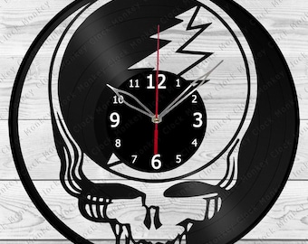 Reloj de pared con luz LED de Grateful Dead, decoración de Grateful Dead, reloj de pared con disco de vinilo de rock, pedido personalizado, regalos personalizados de Grateful Dead