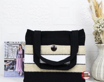BLACK bag, crochet tote bag, crochet hobo bag, crochet knitted bag, crochet bag, knitted bag, crochet shoulder bag, knitted shoulder bag
