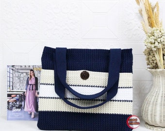NAVY bag, crochet tote bag, crochet hobo bag, crochet knitted bag, crochet bag, knitted bag, crochet shoulder bag, knitted shoulder bag