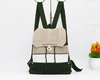 Grün Gestrickter Rucksack stilvolle Tasche für den täglichen Gebrauch perfektes Geschenk für Mädchen