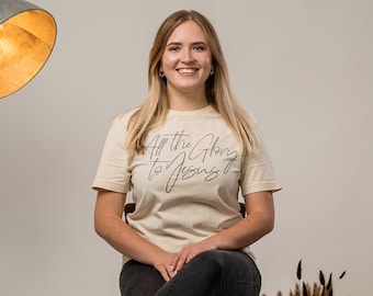 All the Glory to Jesus • Christian Ladies Oversize T-Shirt • Lineart