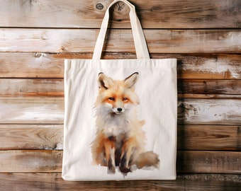 Fuchs Tote Bag | Aquarell Tier Jutebeutel Einkaufstasche mit Tiermotiv Tote Bag Geschenk für Freunde und Familie