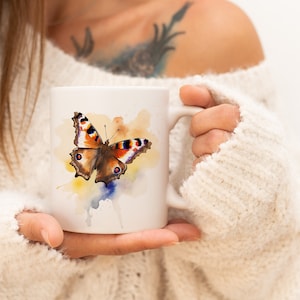 Peacock Eyes Mug | Watercolor Animal Mug Ceramic Coffee Mug with Animal Motif Tea Cup Gift for Friends and Family Mug