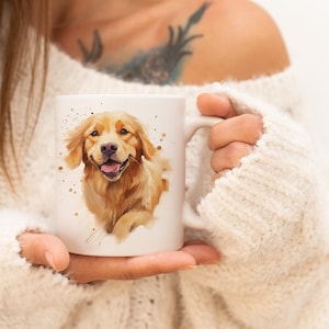 Golden Retriever Mug | Watercolor Animal Mug Ceramic Coffee Mug with Animal Motif Tea Cup Gift for Friends and Family Mug