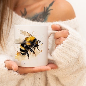 Bumblebee Mug | Watercolor Animal Mug Ceramic Coffee Mug with Animal Motif Tea Mug Gift for Friends and Family