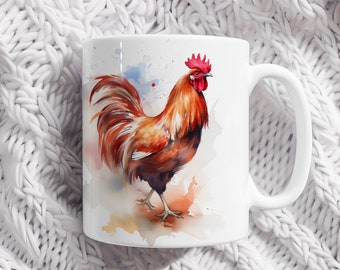 Taza de gallo | Taza de café de cerámica con diseño de animales, taza de té con diseño de animales, regalo para amigos y familiares