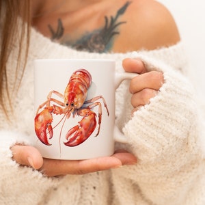 Lobster Mug | Watercolor Animal Mug Ceramic Coffee Mug with Animal Motif Tea Cup Gift for Friends and Family Mug