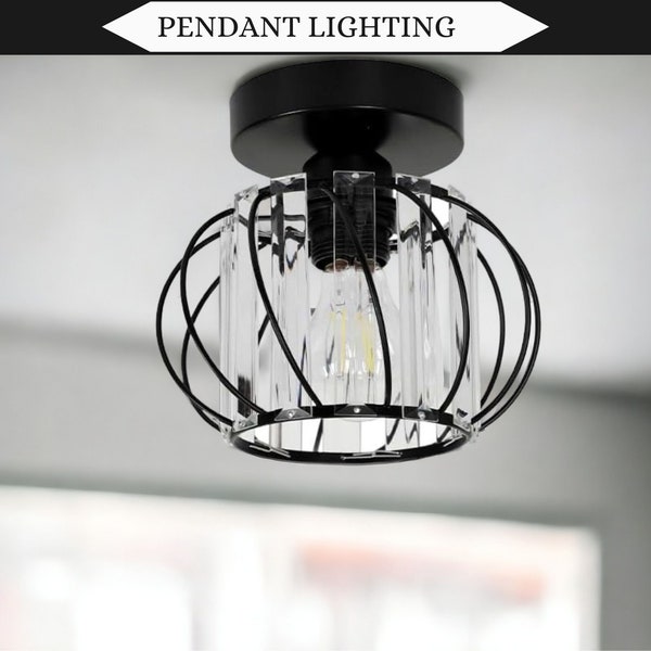 Nordic LED Pendant Light, Black & Gold Hanging Fixtures - Rustic Industrial Lighting, Vintage Chandelier for Farmhouse, Dining, Bar - 2 Pack