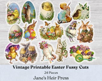 Vintage Easter Fussy Cuts: Printable Ephemera (PDF)