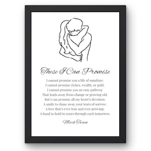 Lámina con poema romántico de Mark Twain / Arte minimalista para pared, regalo de aniversario (8 x 10 pulgadas)
