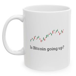 Caneca para negociação de Bitcoin | O Bitcoin está subindo? Design de gráfico | Caneca de café para presente com criptomoedas, ETH e blockchain