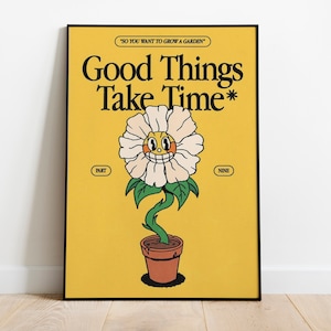 Good Things Retro Quote Wall Print, Quote Wall Art, Digital Print Download, Digital Download Wall Print,Retro Wall Decor, Printable Wall Art