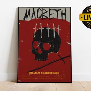 Macbeth Book theater Cover Poster William Shakespeare Wall Art Macbeth Print Drama Student Gift Literary Canvas Art Book Lover Gift Dorm Dec
