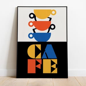 Cafe, Bauhaus Poster, Bauhaus-Ausstellungsplakat, Abstrakte Kunst, Kunstdruck, Kaffee Poster, Küche Dekor Kaffee Geschenk, Kaffee Kaffee Poster