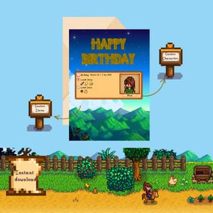 Personalisierte Stardew Valley Geburtstagskarte