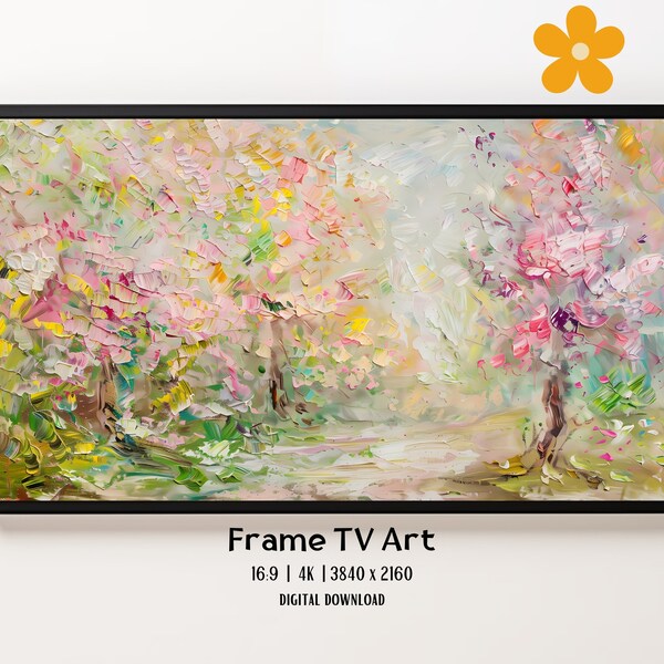 Samsung Frame TV Boho Art - Spring Wildflower Field & Warm Tone Summer Landscape, Country Flowering Garden Frame Art Tv