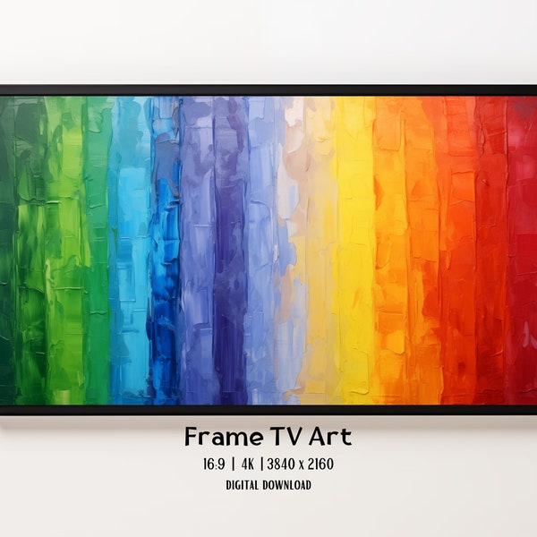 Colorful Rainbow Painting, Samsung Frame TV Art, Abstract Modern Vertical Stripes, Pride Month Art, Summer Tv Screensaver, Digital Download