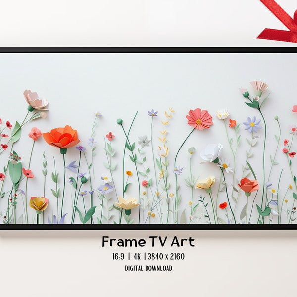 Samsung Frame TV Art, Vintage Paper Floral Still Life, Farmhouse Decor Digital Download for Frame TV - Colorful Boho Screensaver Art