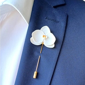 Orchid Boutonniere Lapel Pin Groom Boutonnières | Boutonniere for Wedding | Lapel Pin for Men |  Flower Boutonniere |  Elegant Brooch