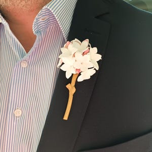 Biznaga Traditional Collar Pin, Jasmine Flower Lapel Pin, Flower Boutonniere, Polymer Clay, Match Your Favorite Shirt, Blazer, Or Suits image 9