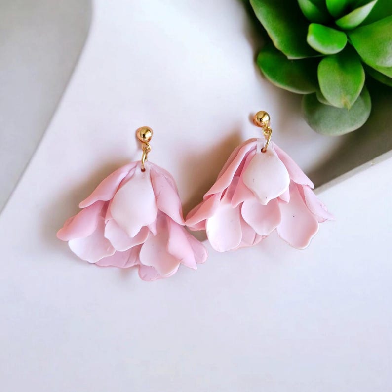 Lily Flower Polymer Clay Earrings, Floral Polymer clay Earrings, Polymer Clay Flower, Dangling Earrings ,Gift Idea For Women