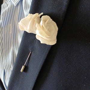 Rose Boutonniere, Rose Lapel Pin for men, Flower Lapel Pin Custom, Boutonniere, Polymer Clay Lapel Pin Match Your Favorite Shirt , Blazer