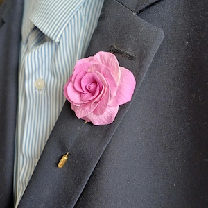 Rose Lapel Pin for men, Rose Boutonniere, Flower Lapel Pin Custom, Boutonniere, Polymer Clay Lapel Pin Match Your Favorite Shirt , Blazer