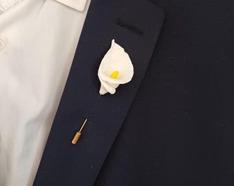 Wedding Boutonniere – Flower Lapel Pin for Groom,  Groomsmen Buttonhole,