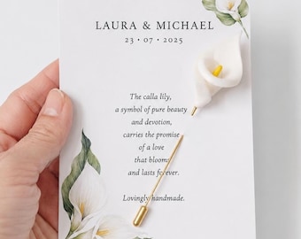 Personalized Calla Lily Wedding Favors | Guest Keepsake Lapel Pins | Set of 10
