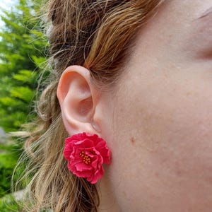 Peony Earrings, Spring Earrings, Gift idea, Unique Gift For Mom, Dainty Earrings Set, Clay Jewelery, Summer Earrings
