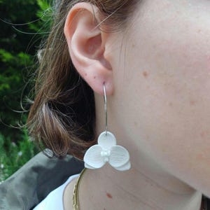 Orchid Earrings  | Spring Clay Earrings | Romantic Floral Jewelry | Statement Polymer Earrings | Christmas Gift Idea For Women, White Flower