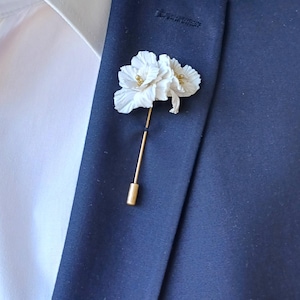 Pfingstrose Blume Revers Pin für Männer, Anstecknadel Custom, Groomsmen Hochzeit Zubehör, realistische Boutonniere, Anzug Anstecknadel