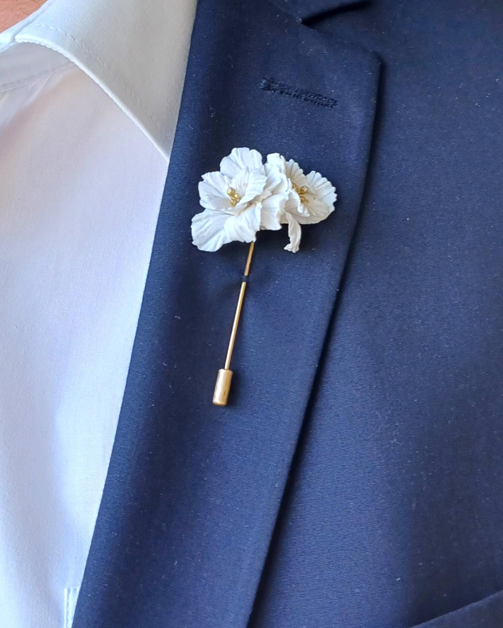 Peony Flower Lapel Pin for Men, Lapel Pin Custom, Groomsmen Wedding Accessories, Realistic Boutonniere, Suit Lapel Pin