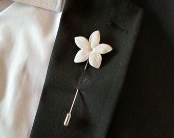 Jasmine Lapel Pin Groom Boutonniere, Wedding Dress Accessories, Wedding Boutonniere Pin For Suit, Mens Lapel Pin, Gift From