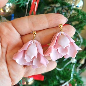 Lily Flower Polymer Clay Earrings, Floral Polymer clay Earrings, Polymer Clay Flower, Dangling Earrings ,Gift Idea For Women