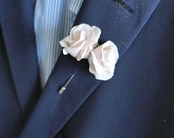 Elegant Rose Lapel Pin , Flower Lapel Pin , Flower Boutonniere , Polymer Clay Flower Lapel Pin Match Your Favorite Shirt , Blazer , Or Suits