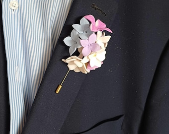 Flower Lapel Pin for men, Flower Boutonniere, Flower Lapel Pin Custom, Boutonniere, Polymer Clay Lapel Pin Match Your Favorite Shirt