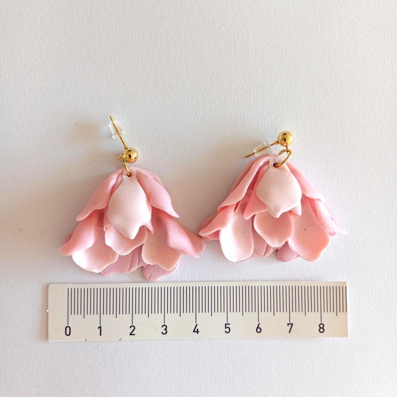 Lily Flower Polymer Clay Earrings, Floral Polymer clay Earrings, Polymer Clay Flower, Dangling Earrings ,Gift Idea For Women