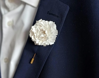 Peony Lapel Pin for Men Boutonnières, Wedding Boutonniere, Flower Boutonniere, Lapel Pins Men, Suit Lapel Pin, Mens Lapel Pin, Handmade Pin