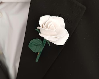 Handmade Rose Lapel Pin: Polymer Clay Boutonniere