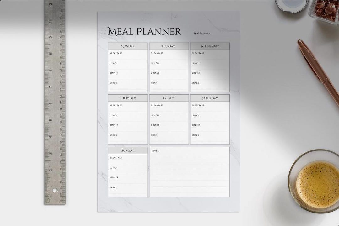 Minimalist Weekly Meal Planner | Printable PDF | Meal Prep Organizer ...