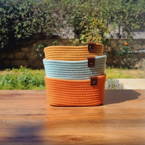 Custom Size Square Storage Basket - Cotton Rope Basket - Woven Rope Bowls, Handmade Storage Baskets, Housewarming Gift
