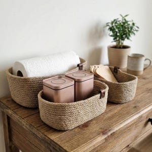 Handcrafted Jute Storage Basket – Custom Size with Leather Handle
