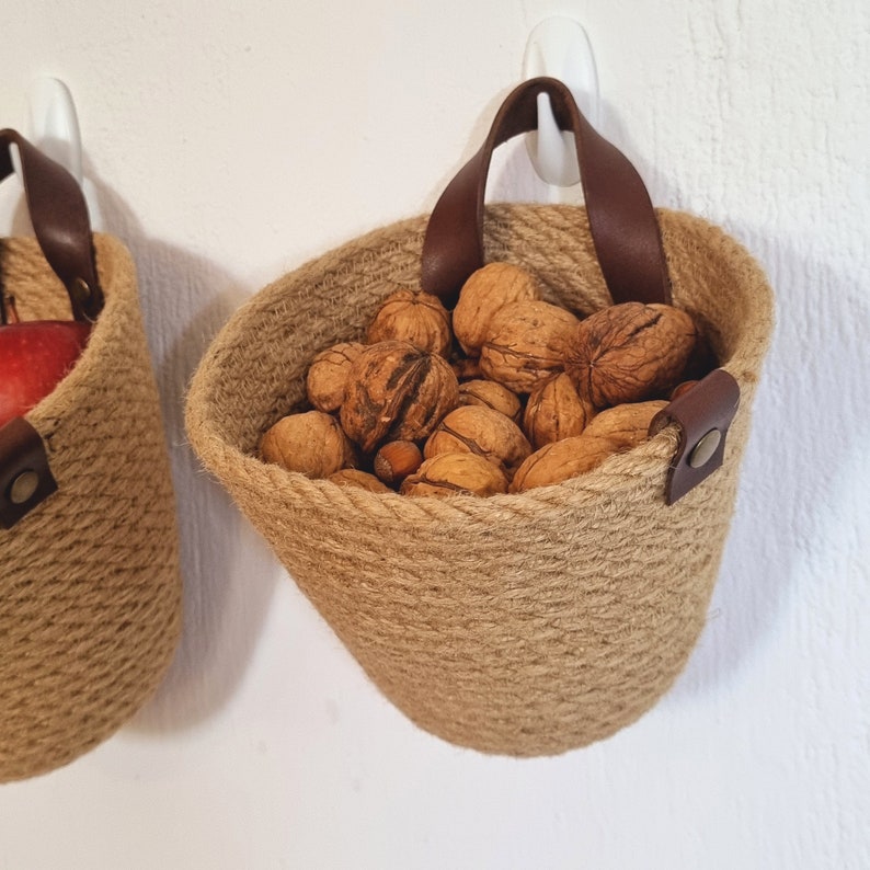 Jute Wall Hanging Basket, Storage Hanging Basket, Bathroom Hanging Basket, Kitchen Fruit Storage Basket
