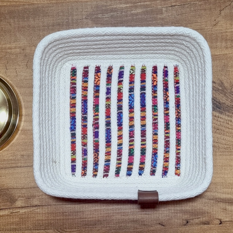 Square Cotton Rope Basket - Woven Pattern Storage Organizer, Small ...