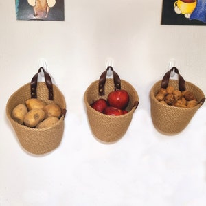 Jute Wall Hanging Basket, Storage Hanging Basket, Bathroom Hanging Basket, Kitchen Fruit Storage Basket